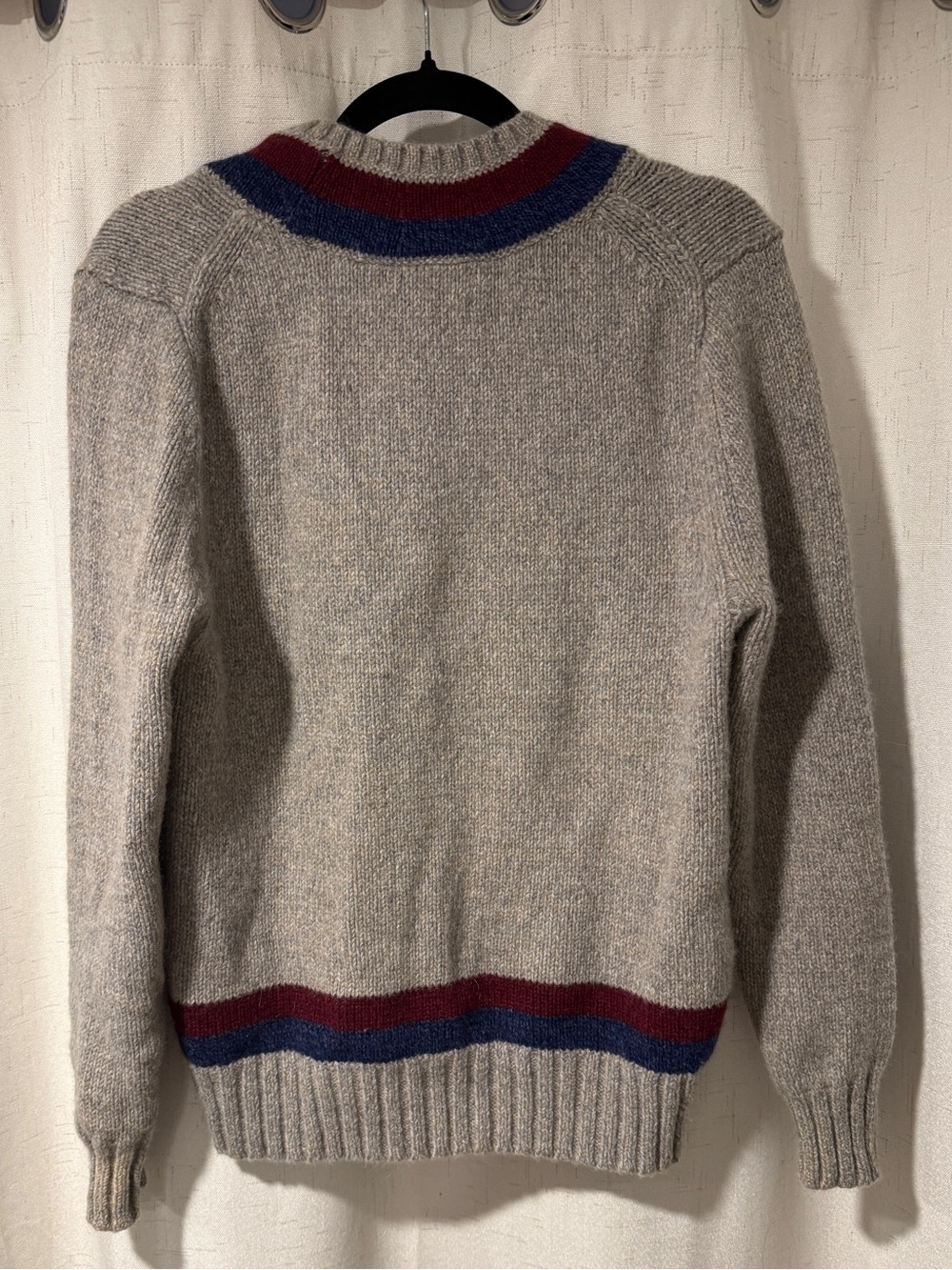 Brooks Brothers Gray Tennis V-Neck Sweater with Red and Blue Trim - Picture 2 of 3